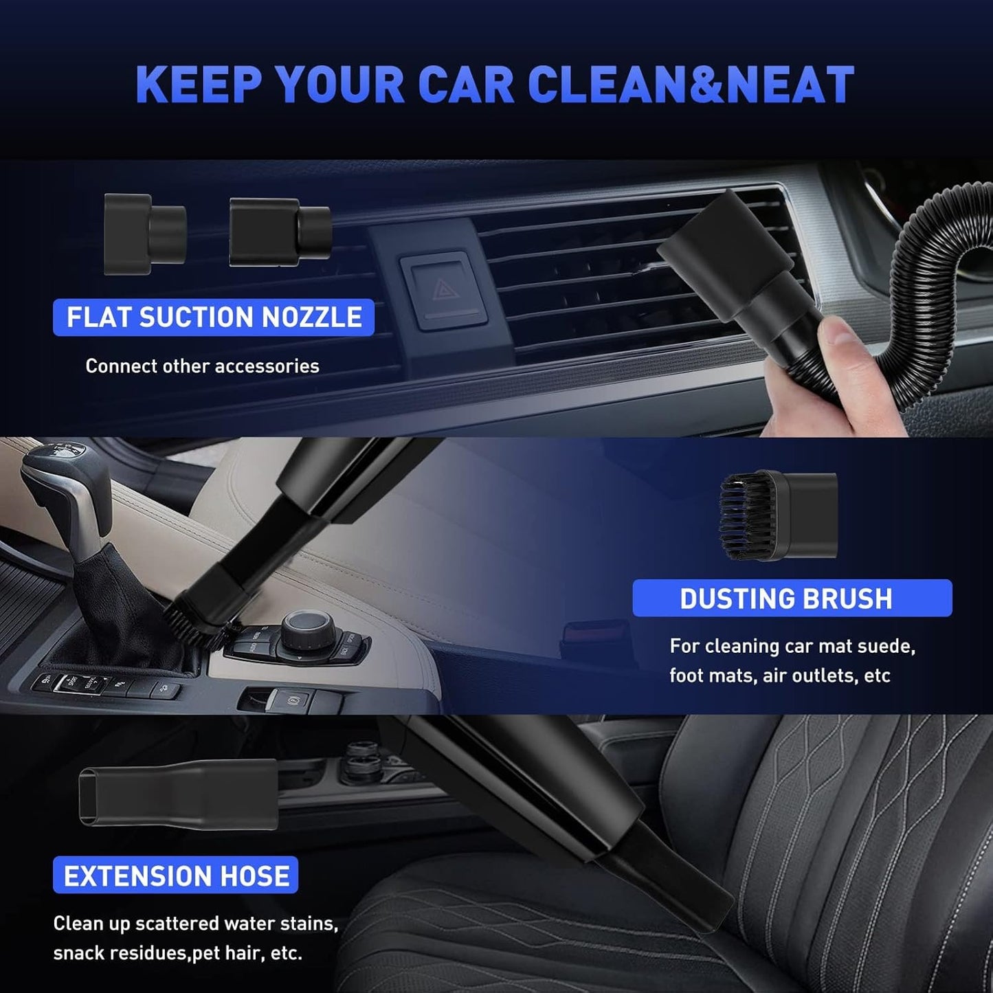 BGFJYUK 22Pcs Car Interior Detailing Kit with High Power Handheld Vacuum,Car Cleaning Kit,Detailing Brush Set, Windshield Cleaner,Car Wash Kit for Exterior Wheels