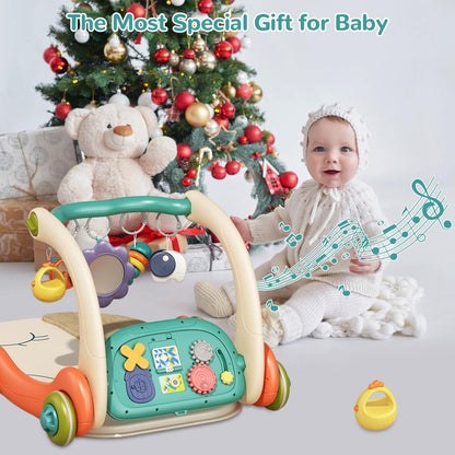 Hitish 3 in 1 Baby Play Mat Gym, Kick and Play Piano Gym with Music Light, Activity Tummy Time Play mat with 5 Learning Sensory Toys, Infant Gifts for Newborn Baby Toddler 0-14 Months