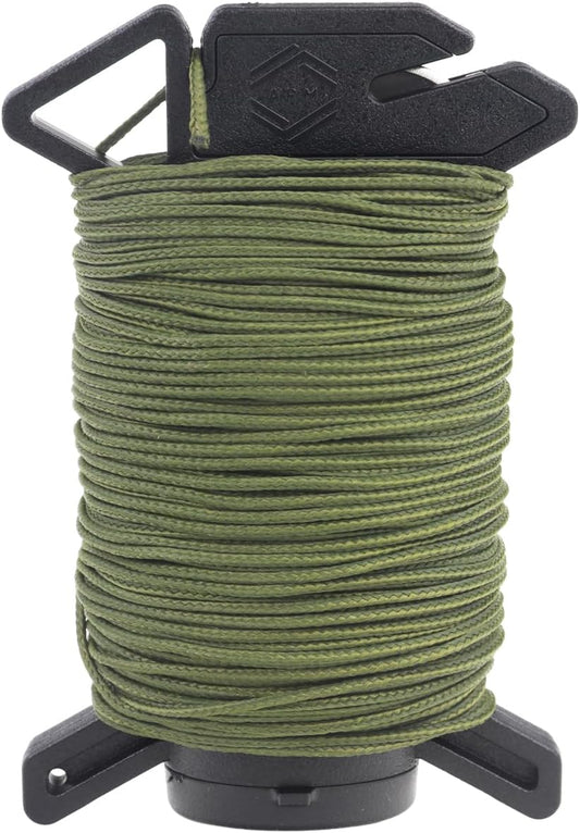 Atwood Rope Ready Rope™ Micro Cord Dispenser 125ft 100lb Test, Camping Gear Survival Tool, Built in Storage, Cutting Blade, Cord Grip, Gear Loop, Made in USA (OD)