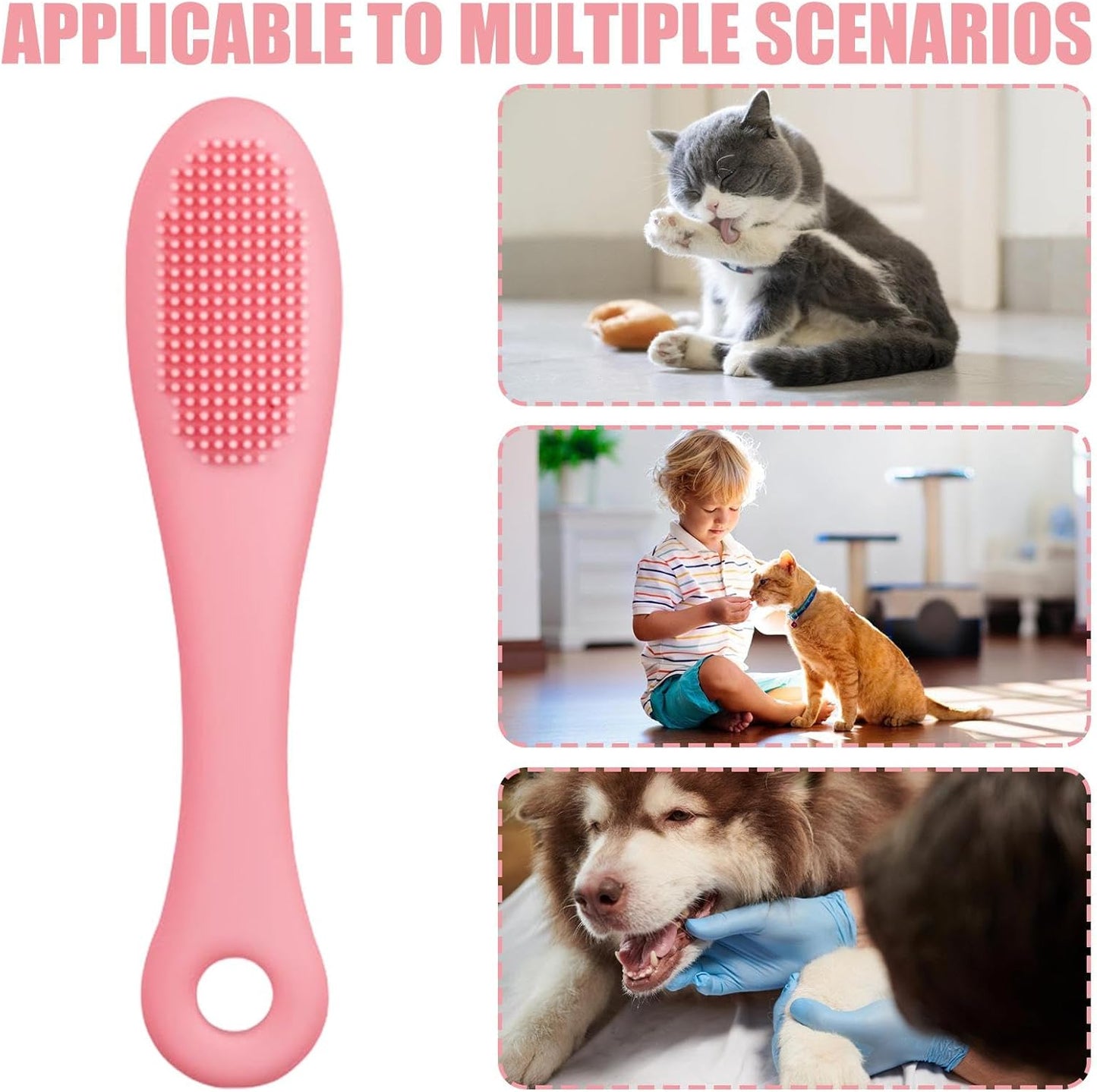 Cat Chin Brush | Pet Chin Scrubber | Pet Hygiene Scrubber | Pet Brush | Soft Silicone Grooming Chin Scrubber | Non Slip Multifunctional Finger Pet Supplies Cleaning Brush for Pet Cats Dogs