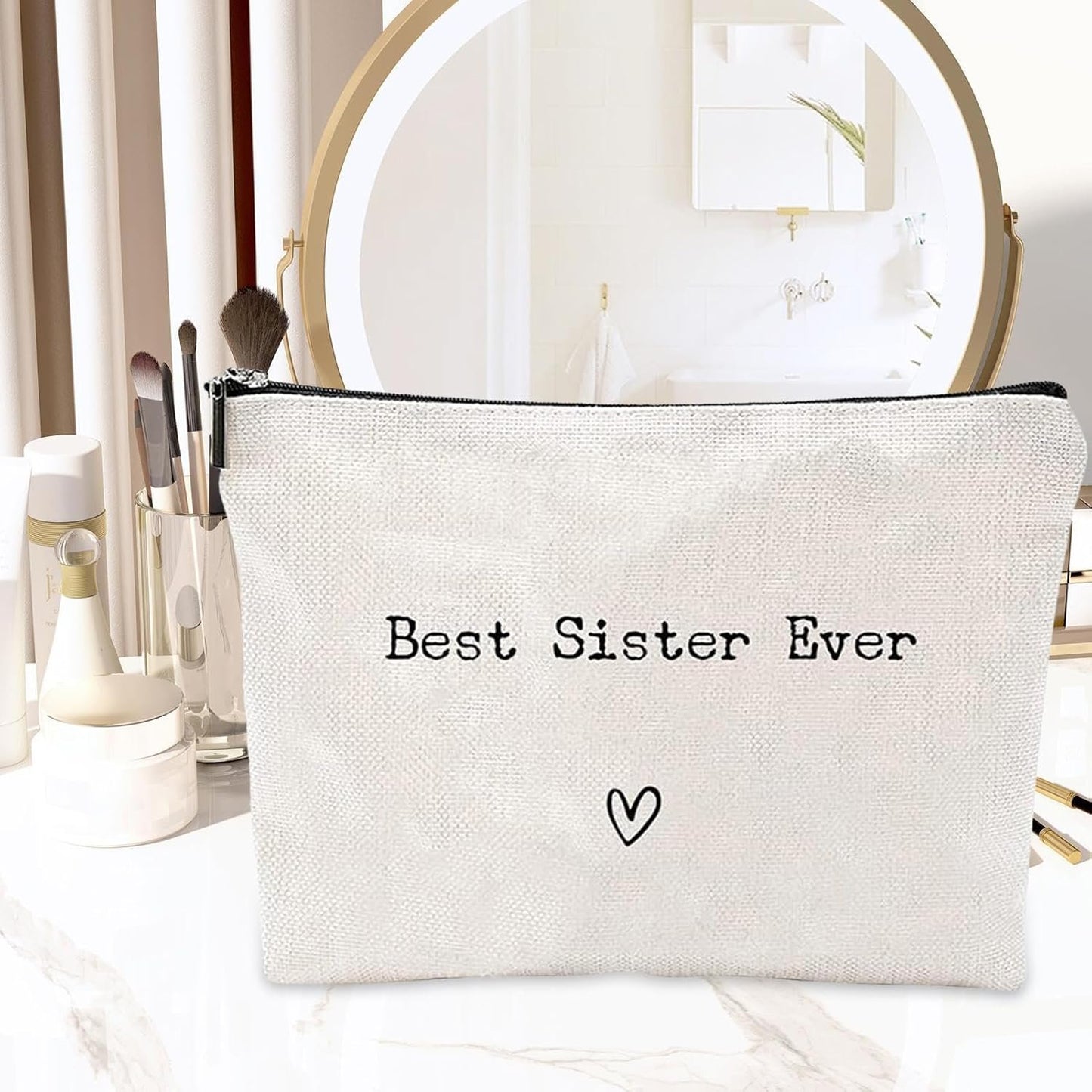 Travel Toiletry Bag for Sister | Best Sister Ever Organizer | Portable Travel Toiletries Hygiene Bag, Funny Makeup Cosmetic Bag Guanglu