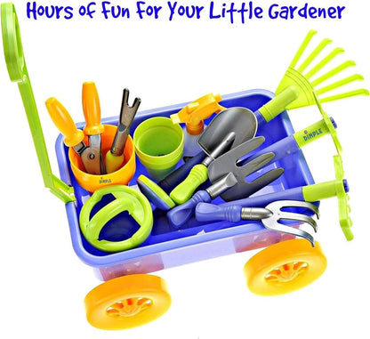 Dimple Kids Gardening Set Tools Wagon Toy 15 Pcs Kids Gardening Tools & Toddler Gardening Set-Sturdy & Durable Kids Wagon-Top Wagon for Kids, Toddler Outdoor Toys, Outdoor Toys for Toddlers 3-5 for Yd