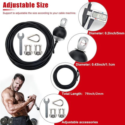 MEZOKUCEL Fitness Pulley Cable, Adjustable Home Gym Cable Pulley System，Replacement Fitness Cable for Pulley Machine Accessories, Thick 5mm Heavy Duty Pulley Cable for Home Gym