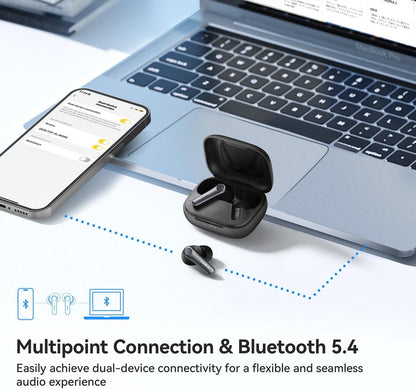 EarFun Air Pro 4 Adaptive Hybrid Noise Cancelling Wireless Earbuds Bluetooth,Qualcomm Snapdragon Sound, aptX™ Lossless, 6 Mics AI cVc 8.0 Call, LDAC Hi-Res Audio, 52H Playtime, BT5.4, in-Ear Detection