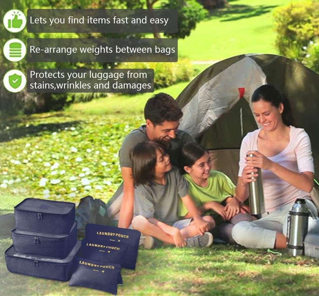 Vicloon Travel Suitcase Organizer Set 6/8 Pieces, Cube Storage Bags, Waterproof Separators Pouches Travel Organizer, Travel Organizer for Clothes, Shoes, Cosmetics Packing Cubes