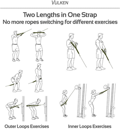 Vulken Tricep Rope Cable Attachment. Dual Lengths in One