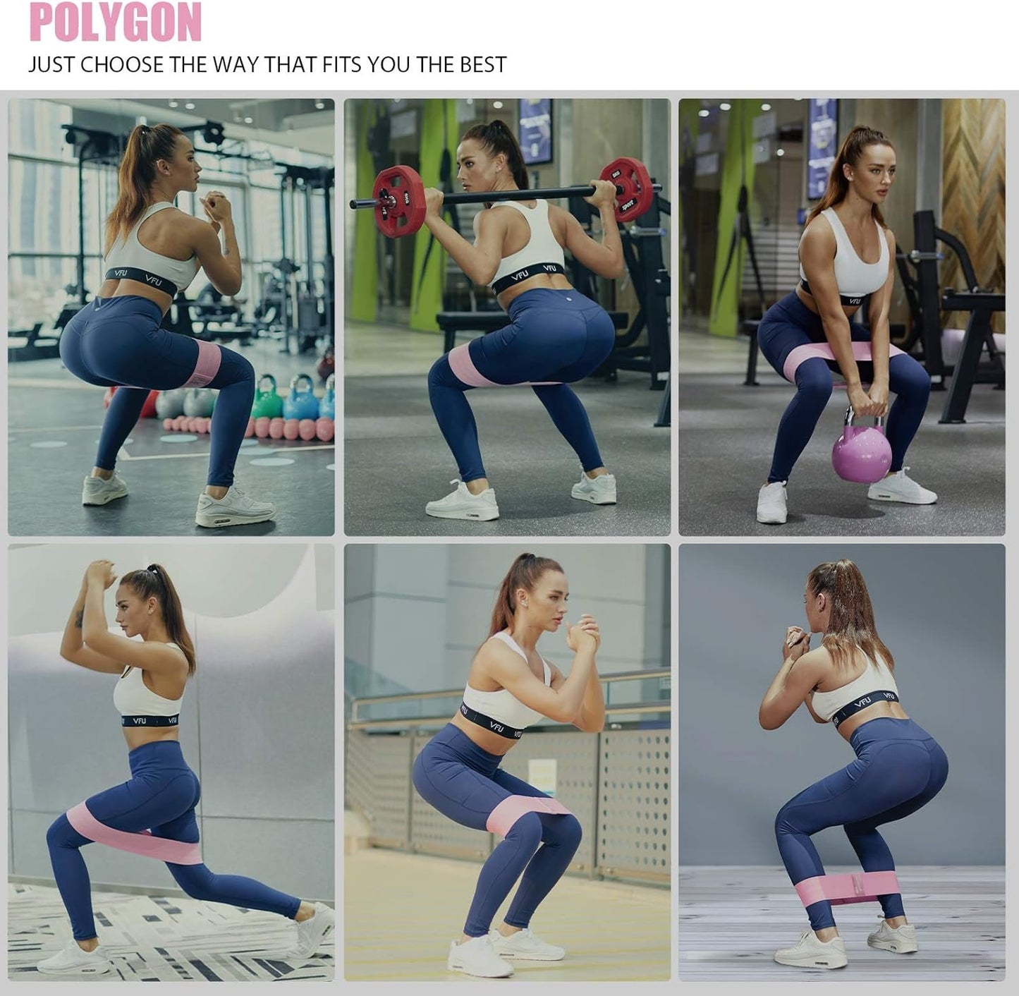 Polygon Resistance Exercise Bands, Fabric Non Slip Hip Bands for Squats, Legs, Butt, Thigh and Hip Workout, Thick Wide Fitness Loop for Men & Women. Workout Guide Included
