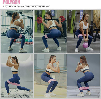 Polygon Resistance Exercise Bands, Fabric Non Slip Hip Bands for Squats, Legs, Butt, Thigh and Hip Workout, Thick Wide Fitness Loop for Men & Women. Workout Guide Included