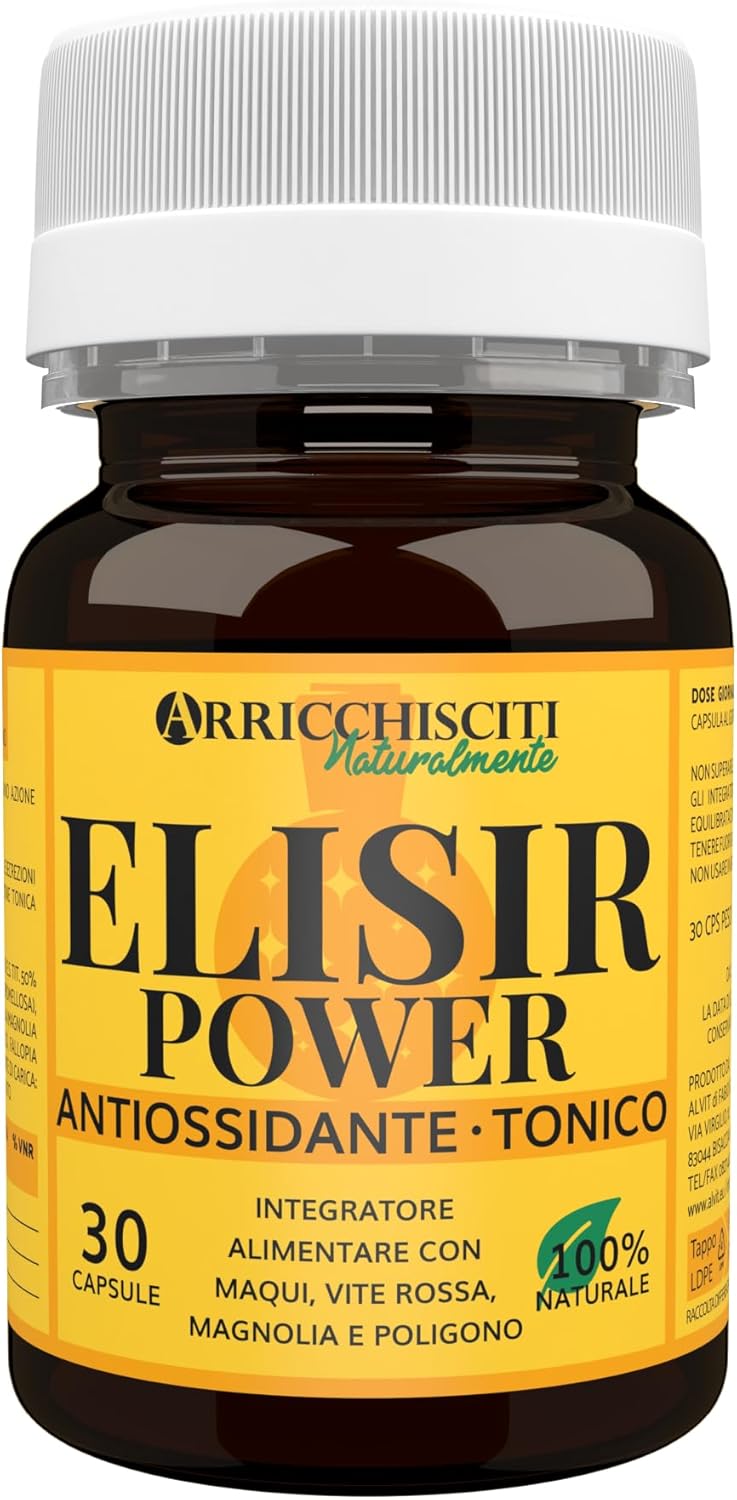 Anti-Age Antioxidant Supplement with Powerful and Natural Polyphenols | Skin Beauty and Longevity | Against Free Radicals and Wrinkles | With Maqui, Red Vine, Magnolia and Polygon | Elixir Power