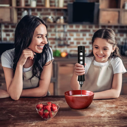 FoodVille MF02 Rechargeable Milk Frother Handheld Foam Maker with Stainless Whisk for Cappuccino, Latte, Bulletproof Coffee, Keto Diet, Protein Powder, Matcha (Black)