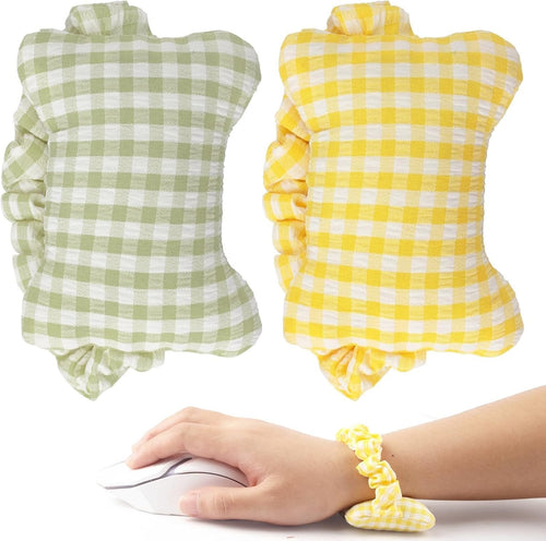 2PCS Wrist Rest for Mouse, Ergonomic Memory Foam Mouse Wrist Rest & Hand Rest for Mouse Summer, Small Non-Slip Base for Typing Pain, Mouse Pad Cushion for Office, Home, Gaming, Computer, Yellow/Cyan