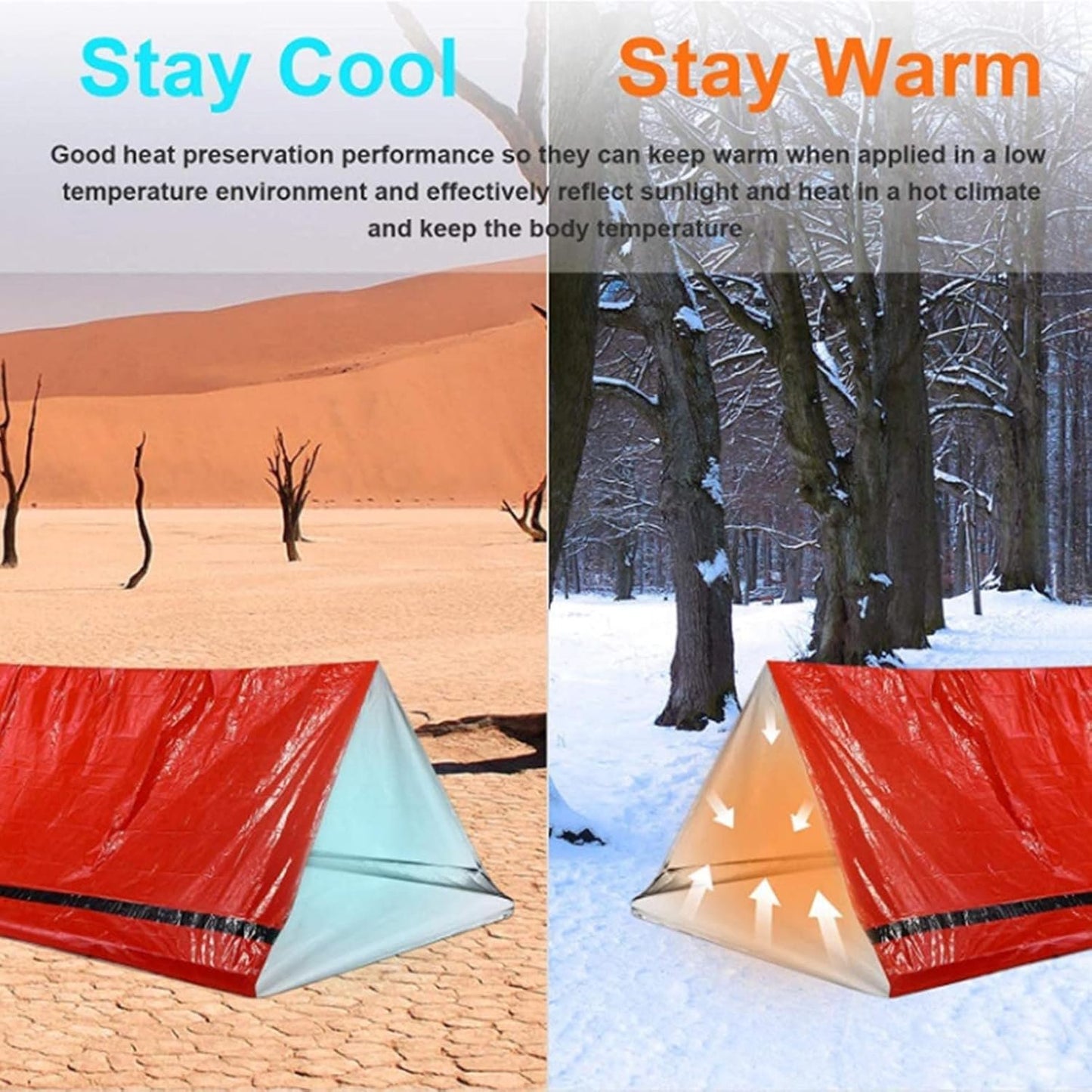 Emergency Survival Shelter Kit,Thermal Blanket Sleeping Bag | Portable Life Tent Outdoor Survival Tools, Camping Essentials Kuitgh