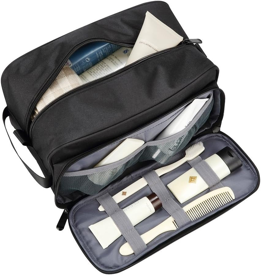 Lucky Rain Toiletry Bag for Men, Mens Bathroom Shaving Kit Travel Bag, Waterproof Travel Bag for toiletries with Handle for Travel Business, Black