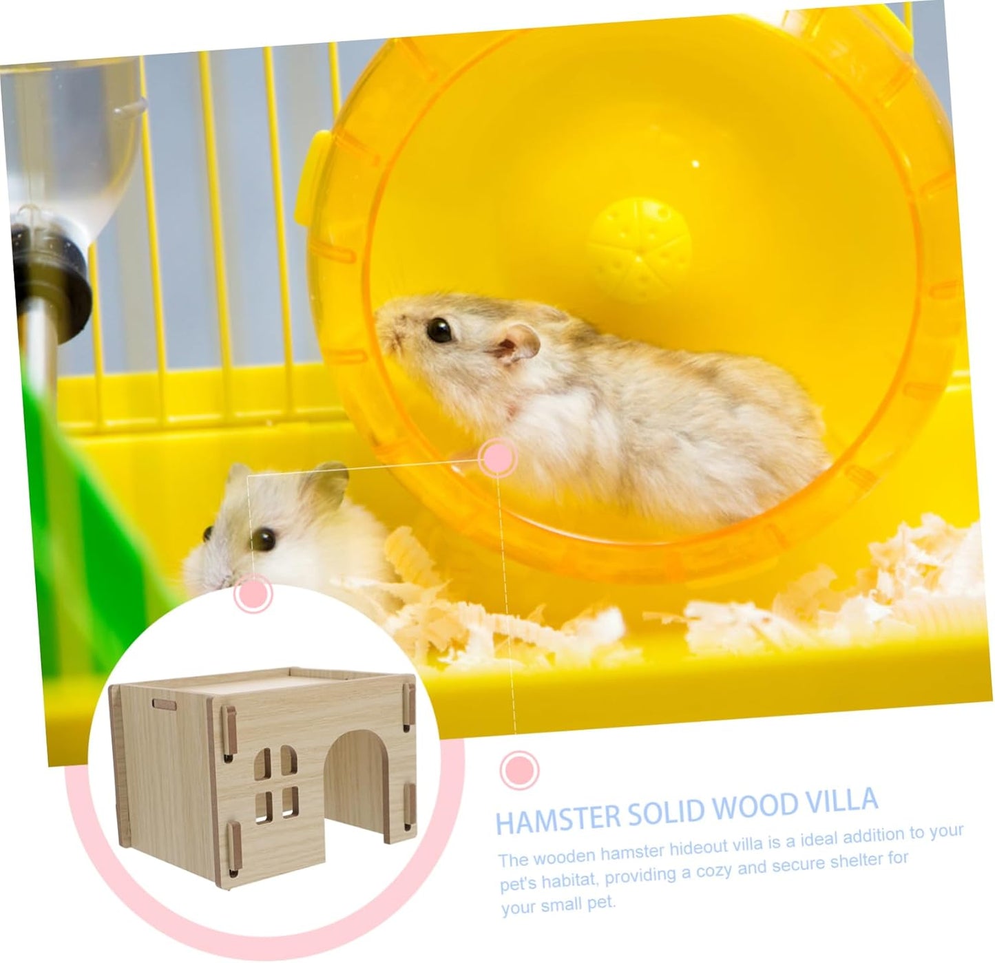 Wooden Hamster Hideout House Multifunctional Small Animal Habitat for Guinea Pig Chinchilla Hedgehog Rabbit Safe Wear Resistant Design with Feeding Watering Platform