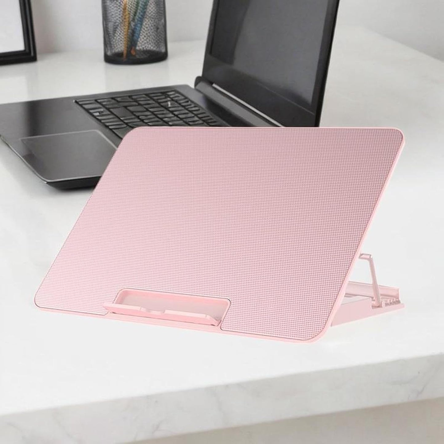 NonMiFyR Laptop Cooling Pad, Laptop Cool, Quiet, Laptop Riser, Portable, Gaming, 6 Fans, Heat Protection, Height Adjustment, Lap Chill, Pink