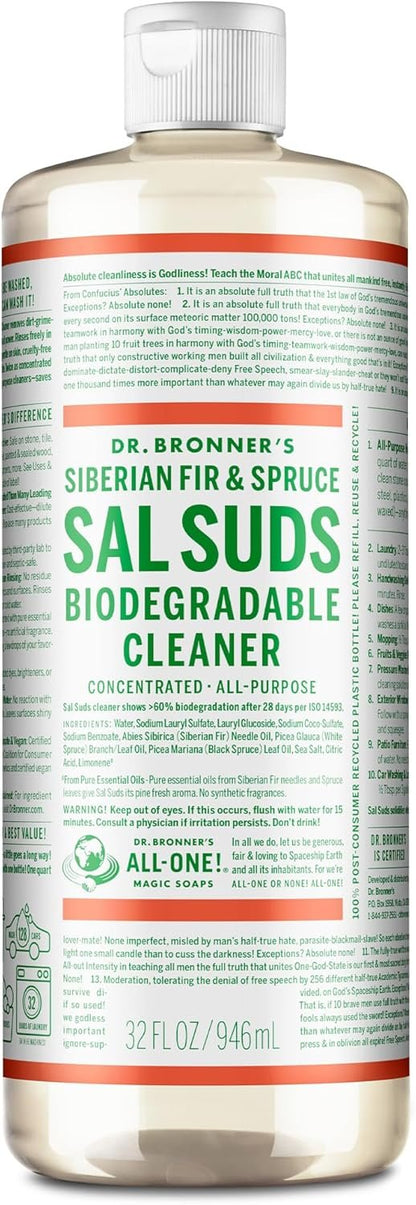Dr. Bronner's - Sal Suds Biodegradable Cleaner (946 mL) - Concentrated All-Purpose Cleaner for Floors, Laundry, and Dishes, Cuts Grease and Dirt, Powerful Formula