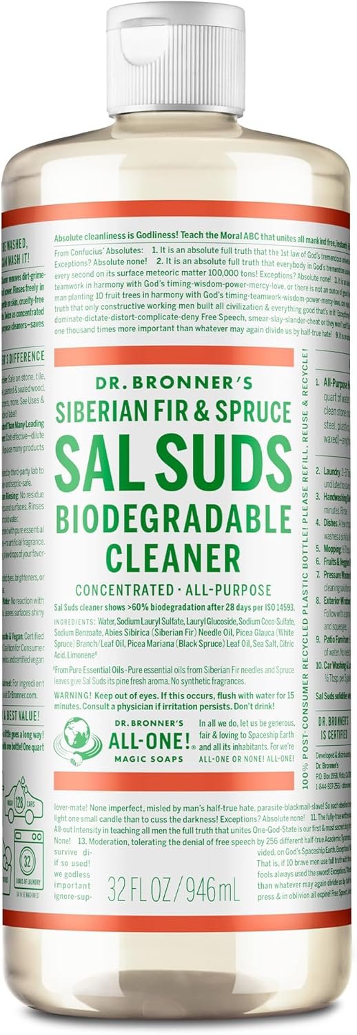 Dr. Bronner's - Sal Suds Biodegradable Cleaner (946 mL) - Concentrated All-Purpose Cleaner for Floors, Laundry, and Dishes, Cuts Grease and Dirt, Powerful Formula