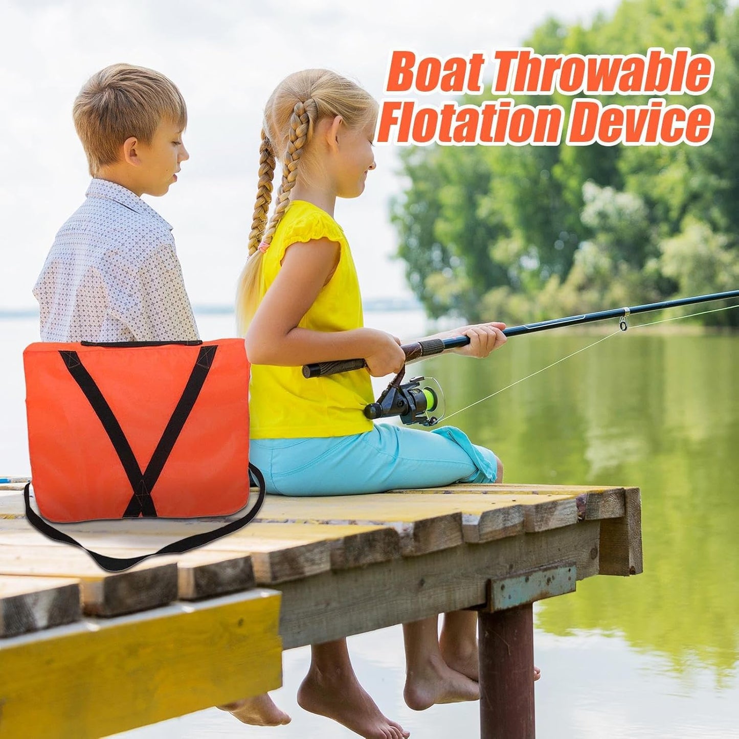 shjxi Throwable Seat Cushion, Boat Cushions Flotation, Life Preserver Swimming, Kayaks, Canoes, Safety Rescue Tool with Adjustable Strap, Great for Boating and Water Activities