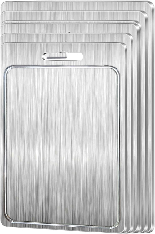 Chopping Board - Stainless Steel Cutting Board | Fruit Cutting Block | Double Sided Metal Chopping Plate | Non-Slip Slicer Pad | Fruit Cutting Block | Kitchen Baking Tool for