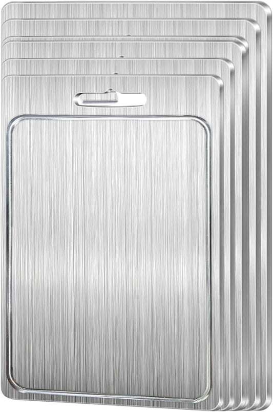 Chopping Board - Stainless Steel Cutting Board | Fruit Cutting Block | Double Sided Metal Chopping Plate | Non-Slip Slicer Pad | Fruit Cutting Block | Kitchen Baking Tool for