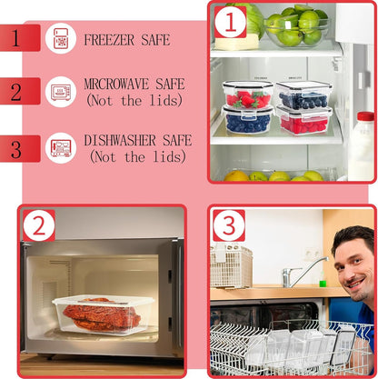 Skroam 36 Pack Food Storage Containers with lids (18 Airtight Kitchen Storage Containers & 18 Lids), Plastic Meal Prep Container with Free Labels & Marker - Leak Proof & Freezer Safe