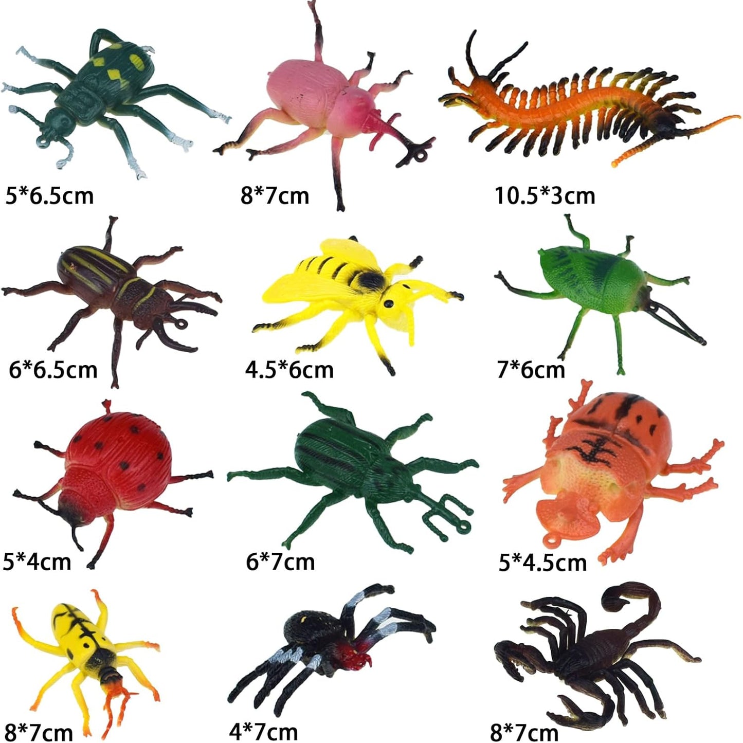 12pcs Lifelike Assorted Plastic Insects Bugs,Rubber Realistic Insects Models,Gifts for Kids, Party Supplies, Sensory Play, Kids Toys