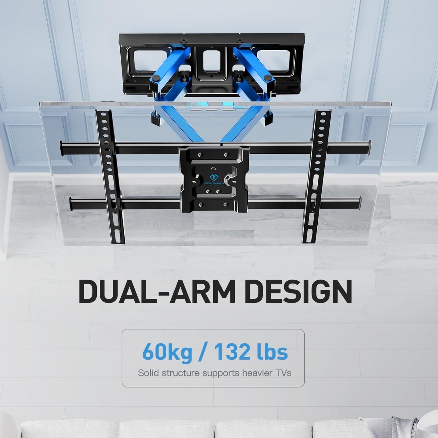 PERLESMITH TV Wall Mount 37-85 Inches, TV Bracket Swivel Tilting and Extending, Ultra Resistant TV Arm 60 kg, TV Bracket 55 65 Inches VESA 200 x 100 – 600 x 400 mm