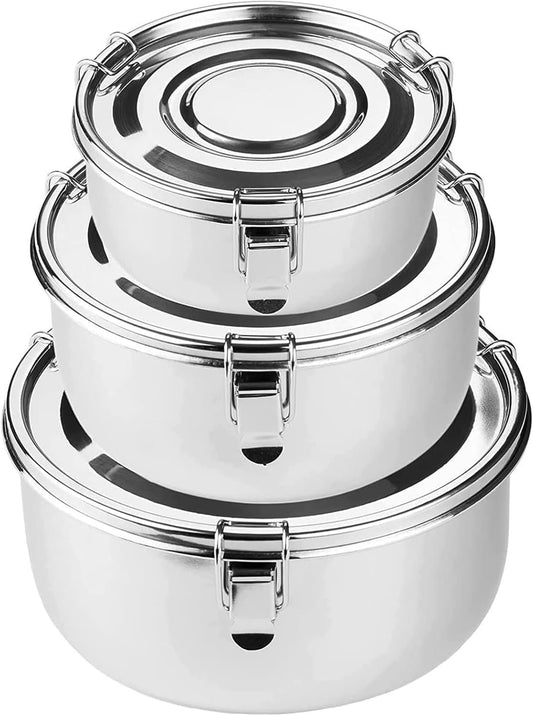 Leepenk Premium Stainless Steel Food Storage Containers 304 Grade The Original Leak-Proof, Airtight, Smell-Proof - Perfect For Camping Trips, Lunches, Leftovers, Soups, Salads