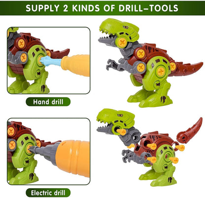 Jaoxikai Take Apart Dinosaur Toy,Educational Building Dinosaur Toy for 3 4 5 6 7 Year Old Kid Boy Girl,STEM Toy Birthday Gift Children Learning Construction Toy with 1 Electric Drill&4 Hand Drill Tool
