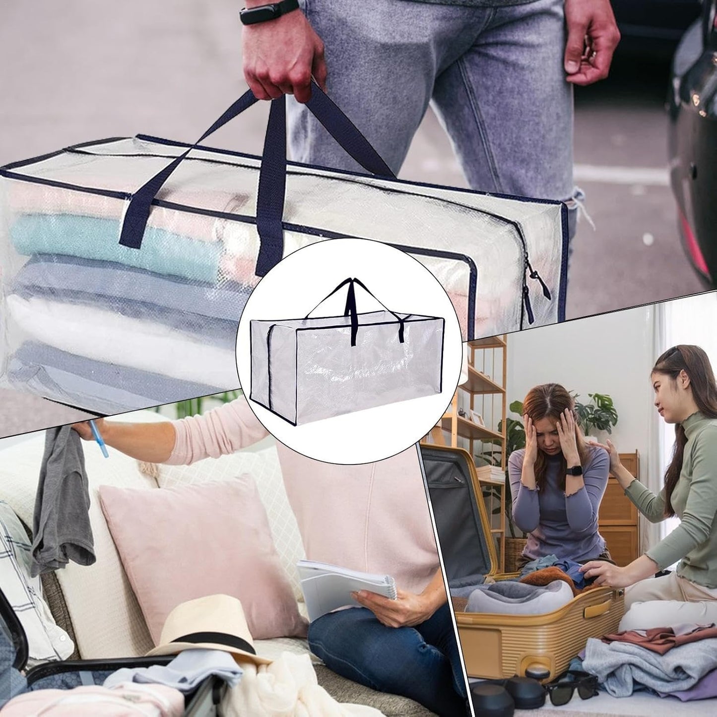 Large Moving Bags for Clothes, Foldable Storage Tote, Bedroom Clothes Storage Bags, Bedding Packing Totes, Heavy Duty Moving Bags 10pcs Foldable Totes for Efficient Packing and Organization