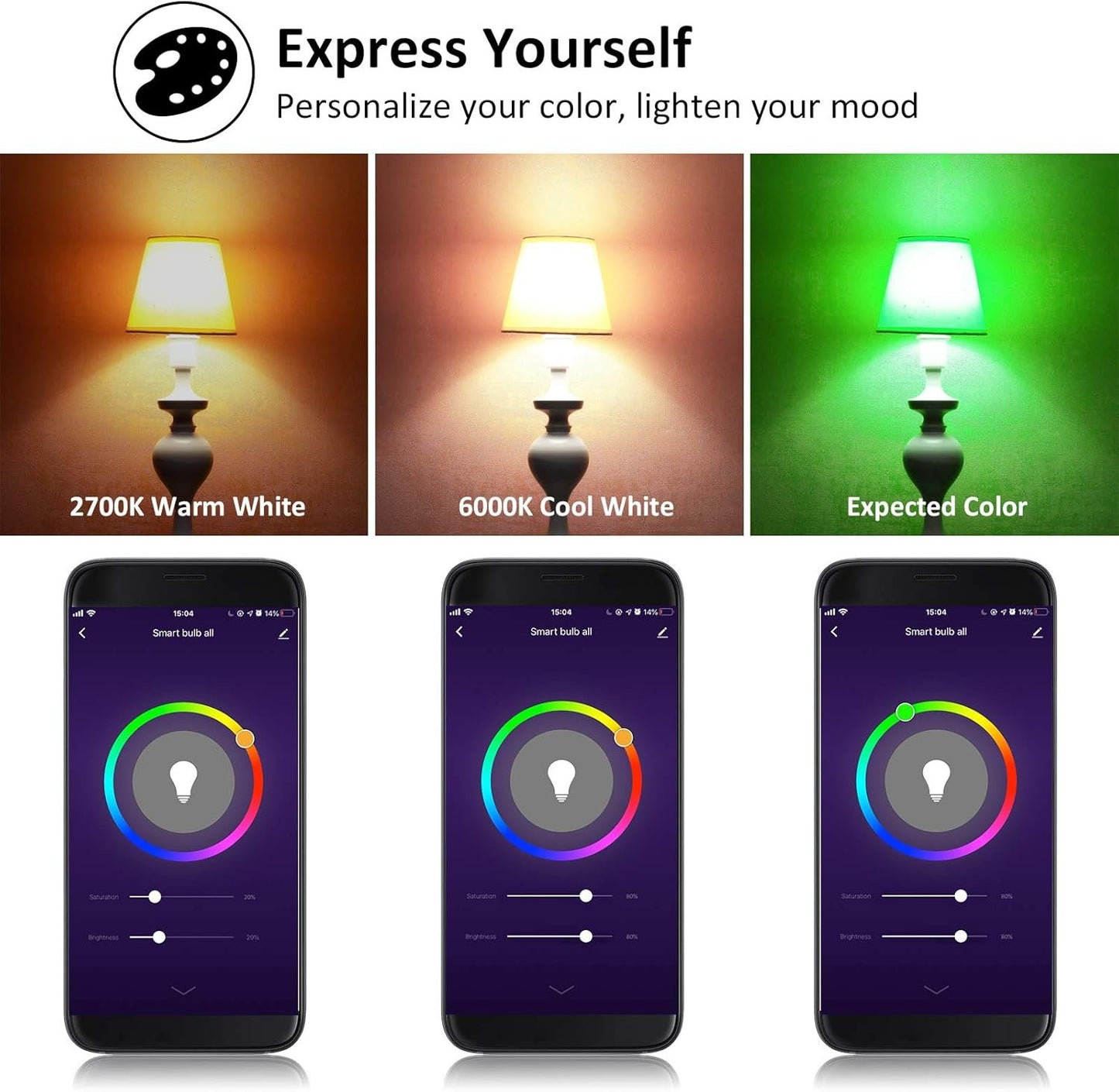 Smart LED Light Bulbs 150W Equivalent, 1600LM 16W Alexa Light Bulbs, A19 E26 Ultra Bright Color Changing Light Bulbs, 2.4 GHz WiFi Dimmable Light Bulbs Compatible with Alexa, Google 4 Packs(Upgrated)