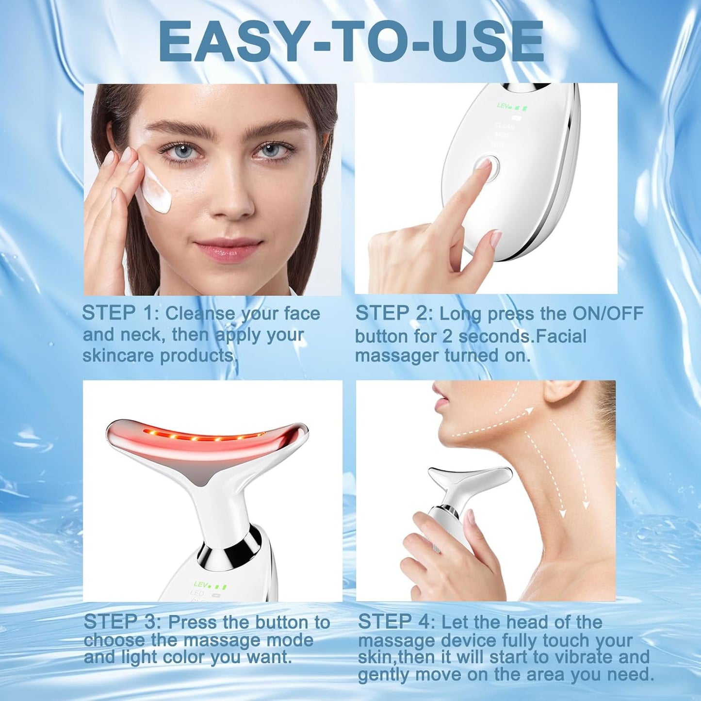 Facial and Neck Massage,3-in-1 Face Sculpting Tool,Facial Beauty Device for Skin Care (White)