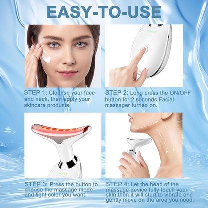 Facial and Neck Massage,3-in-1 Face Sculpting Tool,Facial Beauty Device for Skin Care (White)