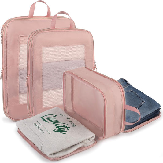 Expandable Double-Sided Compression Packing Cube，3 Set Lightweight Double Deck Organizer Bag Carry on Luggage Backpack Suitcases，Women Travel Accessories for Separate Clean and Dirty Clothes