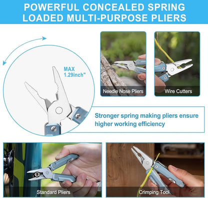 NexTool W2，8-in-1 Adjustable Multi-Wrench with Adjustable Wrench, Multi-Purpose Pliers, Small Folding Knife, Screwdriver, and File with 9-in-1 Bit Set for Outdoor Activities and Men's Gifts