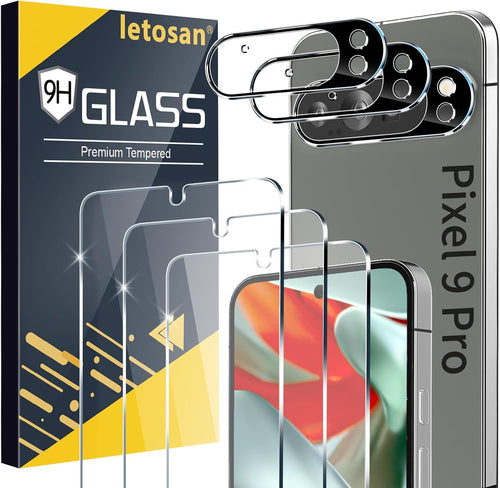 [3+3 Pack] Glass Screen Protector for Google Pixel 9 Pro 5G 6.3 Inch, 9H Tempered Glass, Ultrasonic Fingerprint Unlock,HD Clear Case Friendly for Google Pixel 9 Pro Tempered Glass Screen Protector