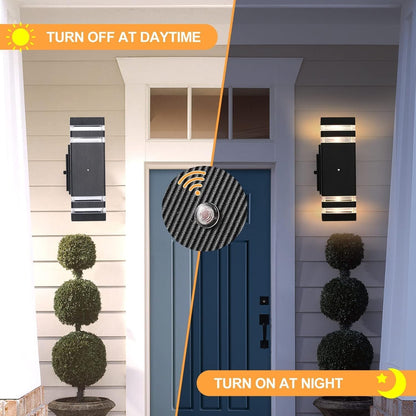 OUTKEIEI Outdoor Lights with GFCI Outlet, Up and Down Dusk to Dawn Porch Lighting, Exterior Light Fixture Waterproof, Outside Lights for House Front Door Patio Garage