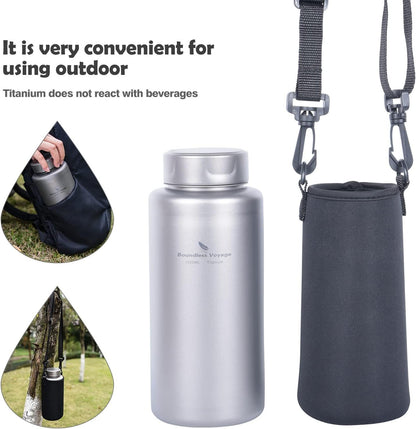 Boundless Voyage Titanium Water Bottle 1 Liter Single-layer Sports Bottle Ultralight Leakproof Drinkware for Outdoor Camping Hiking