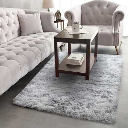 Rugs Living Room Fluffy Area Rug for Bedroom Shaggy Carpet Anti Slip Rugs Soft Modern Plush Carpets Suitable for Home Decor (Grey White, 4 * 5.5ft(120 * 170cm))
