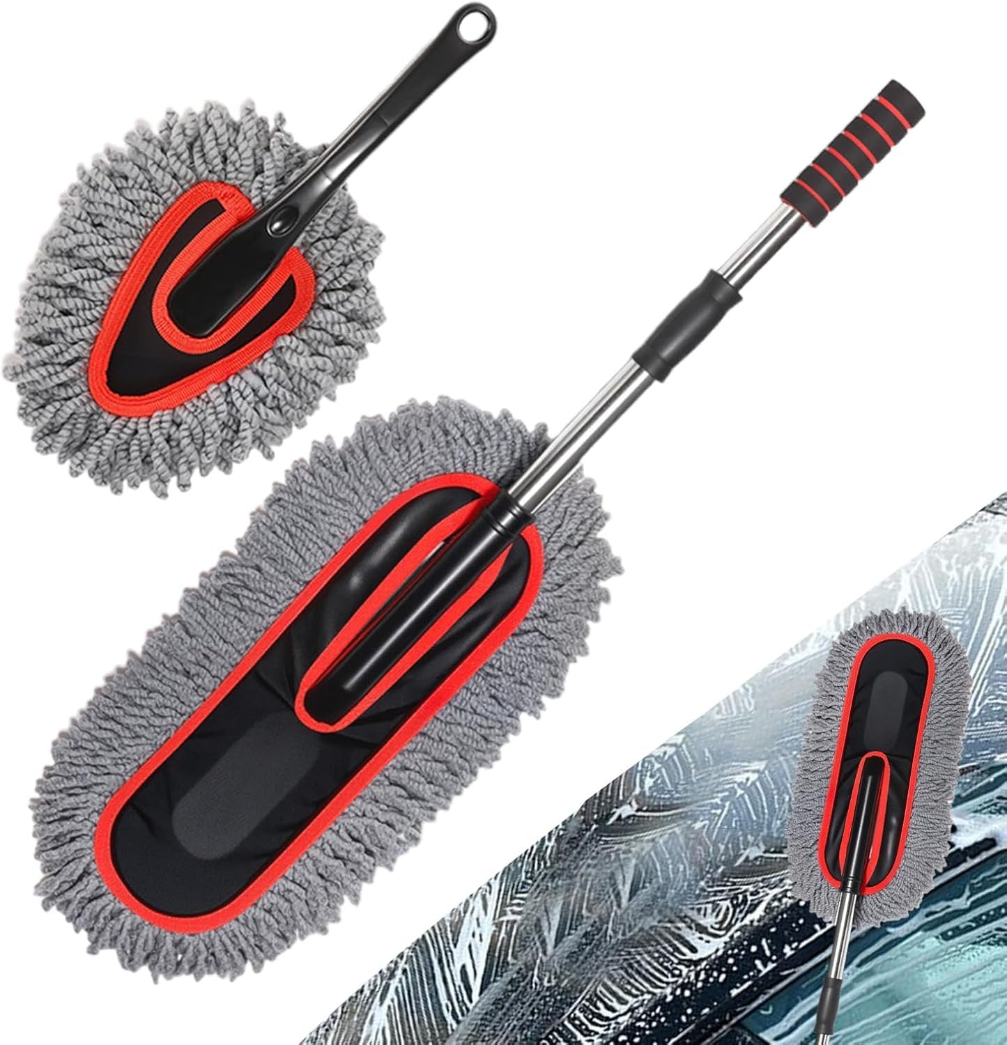 Car Brush - Dust Remover Brush | Car Brushes Duster Cleaning Tool | 2X Extendable No Scratch Soft Auto Accessories For Exterior Maintenance Household Dusting Detailing Automotive Interior