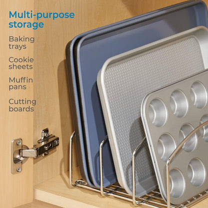 iDesign Classico Kitchen Cookware Organizer for Cutting Boards and Cookie/Baking Sheets - Chrome, 8.4" x 9.95" x 5.55"