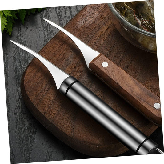 SOLUSTRE 2 Set Taglia Gamberetti Gadget da Cucina Dispositivo di Rimozione Utensile Strumento da Cucina Attrezzo Apri Gamberetti Lama di Gamberi Acciaio Inossidabile 2 Pezzi*2