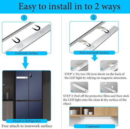 Closet Light, Coolqiya Led Under Cabinet Lighting, Rechargeable Motion Sensor Closet Light Under Cabinet Magnet Wireless Stick-Anywhere Night Light Bar for Wardrobe, Stairs, Kitchen (30cm Black 1pc)