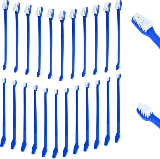 Elesunory 60Pcs Small Dog Toothbrush Pet Tooth Brush Dual Headed Dental Hygiene Brushes Soft Grooming Bristles Long Handle Tooth Brush for Cat Puppy Kitten Teeth Cleaning Dental Oral Cleaning