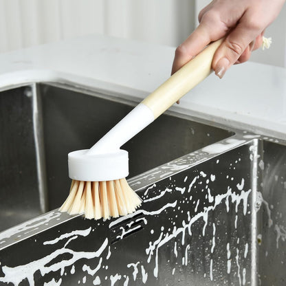 NINU Dish Brush with Handle with 3 Replacement Heads, Eco Brosse Vaisselle, Dish Scrub Brush, Dish Scrubber Brush, Vegetable Brush, Wok Brush for Cleaning Kitchen Utensils