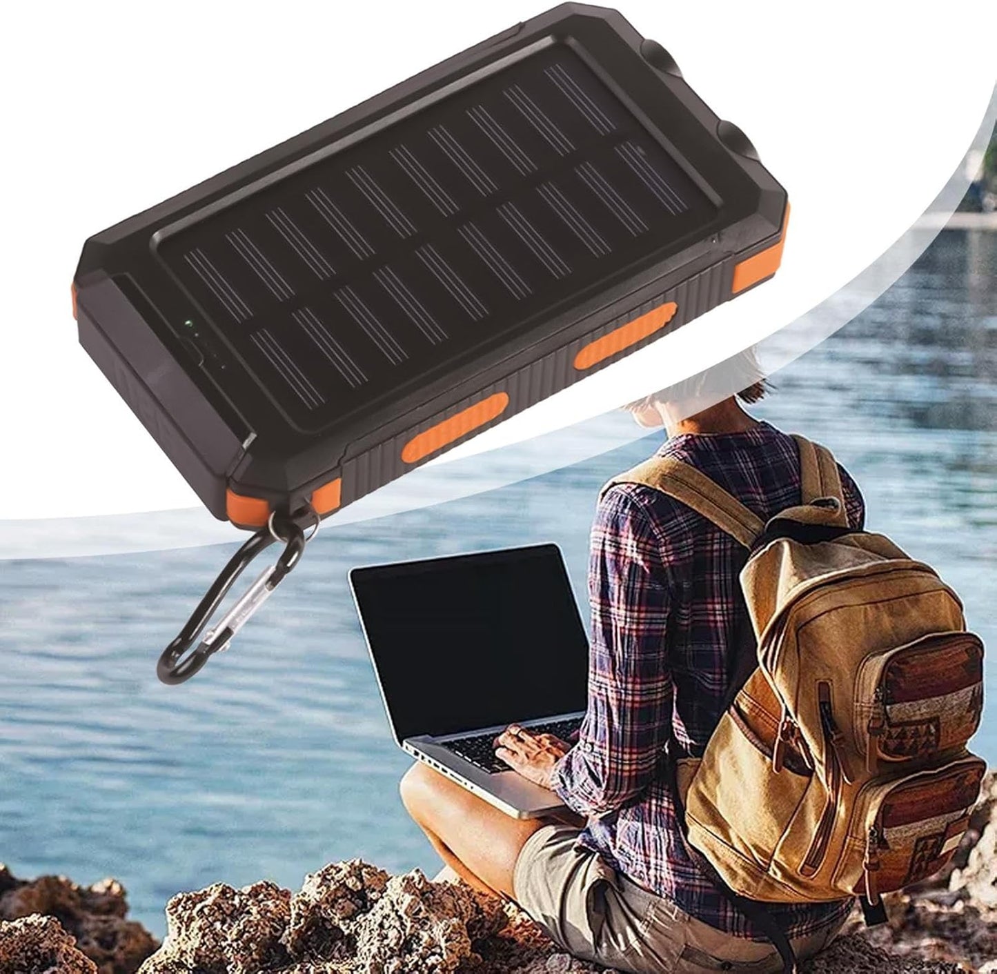 Solar Portable Charger | Multifunctional Charger | 20000mAh Wireless Fast Charging Device with Flashlight for Outdoor Camping