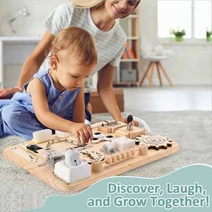 Montessori Large Busy Board for Toddlers - Wooden Sensory Toys -Fidget Toys for Autistic Children-Preschool Learning Activities Fine Motor Skills