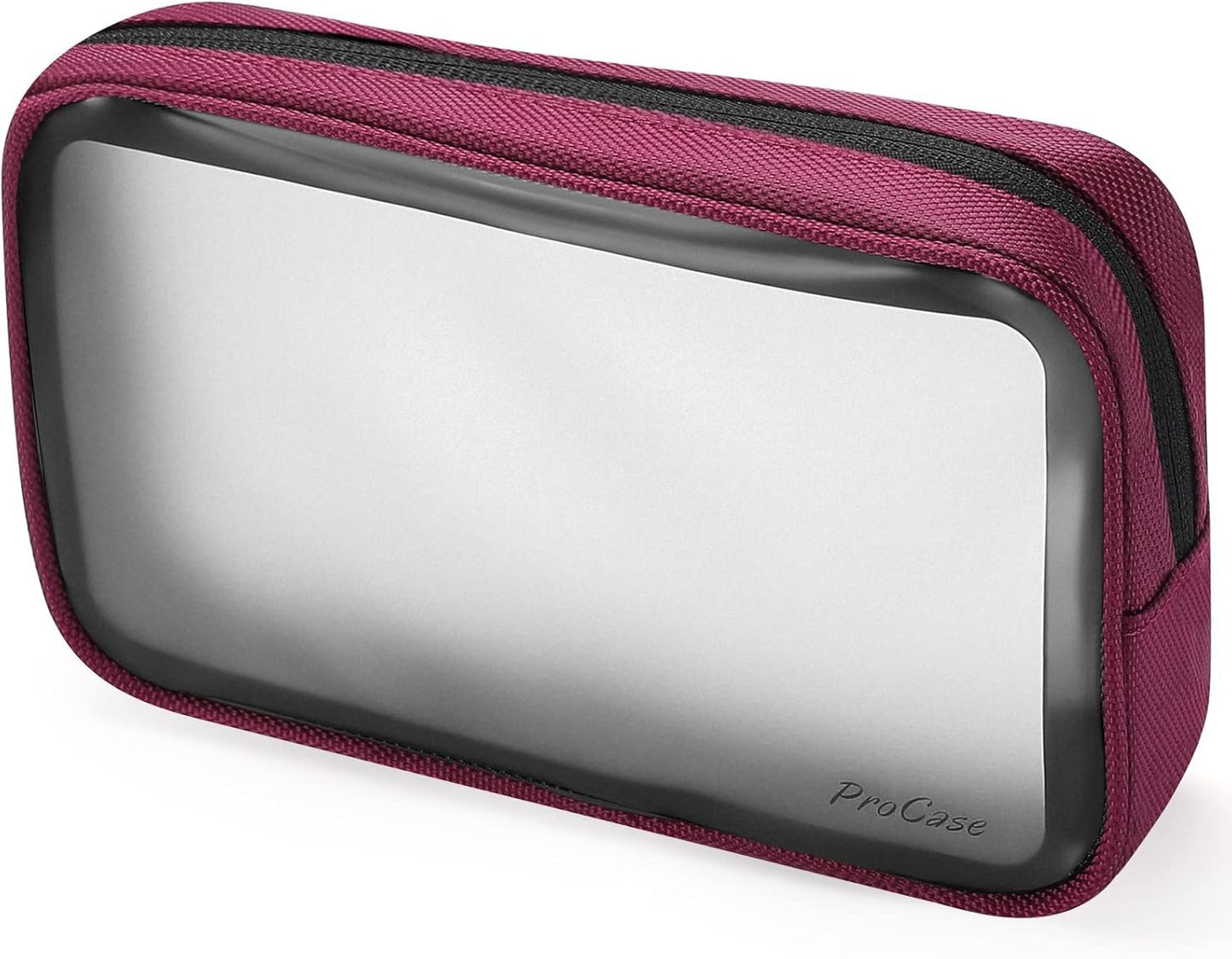 Procase TSA Approved Travel Toiletry Bag Pouch, Matte Clear Travel Organizer Airport Carry-On Checkpoint Airline Compliant Storage Bag for Toiletries Liquids Creams and Cosmetics -Red