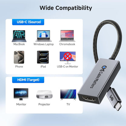 Cable Matters 48Gbps USB C to HDMI 2.1 Adapter, Support 8K 60Hz /4K 240Hz HDR, Thunderbolt 4 to HDMI 2.1, HDMI 2.1 to USB C Adapter, Compatible with iPhone 16/15 - Maximum Resolution on Mac is 4K@60Hz