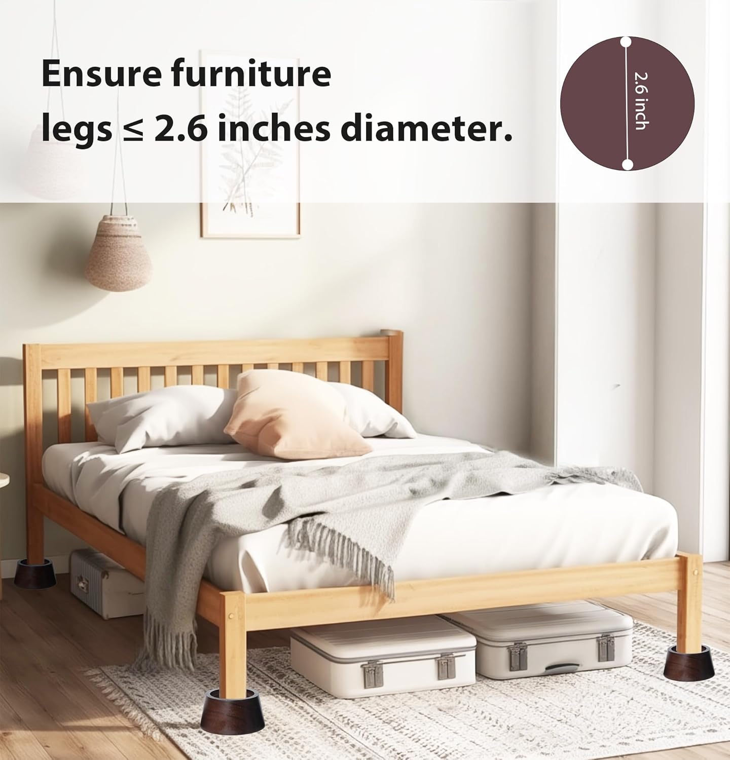 MONTIHOLD High Quality Pine Wood Bed Risers | Sturdy Bed Risers for Durable Support and Enhanced Decoration (Dark Brown, 5cm)